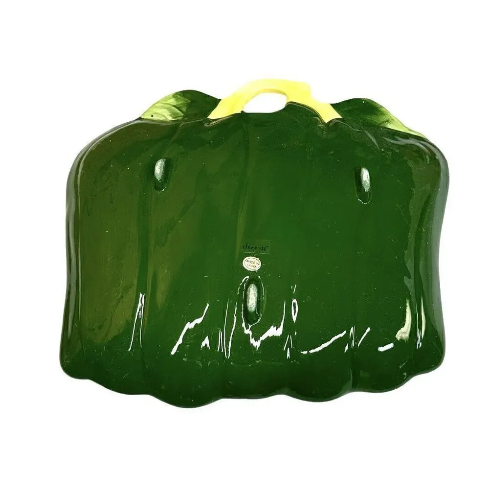 Vintage Four Piece Ceramic Green Pepper Condiment Kitchen Set in Original Box
